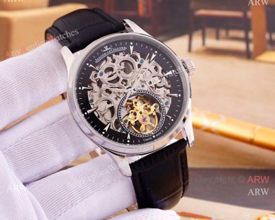 Fake Jaeger-LeCoultre Master Ultra Thin Tourbillon Watches SS Skeleton Dial